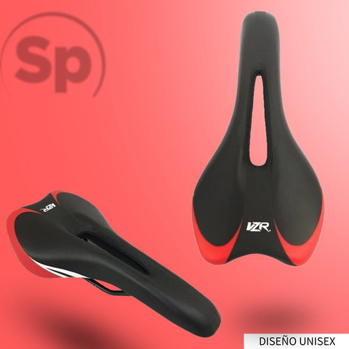 Imagen 2 de 8 de Asiento Negro/rojo Vzr Para Bicicleta Ruta / Montaña