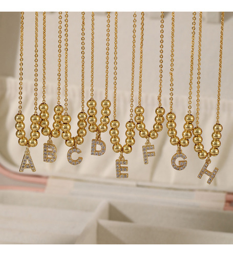 Collar De Acero Inoxidable Con Inicial Dije Letras Dorado