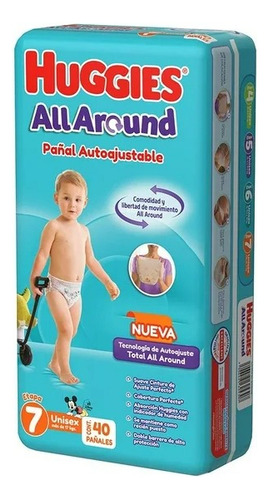 2 Pzs Pañales Huggies All Around Autoajustables Etapa 7 Unis