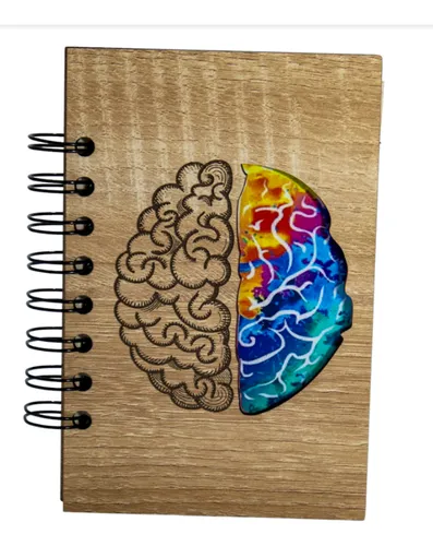 Libreta Ecológica Pequeña Diseño De Cerebro En Madera Apunte