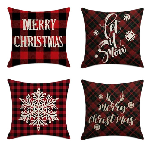 4 Peças De Fronha De Natal Economic Santa Square Home Decor