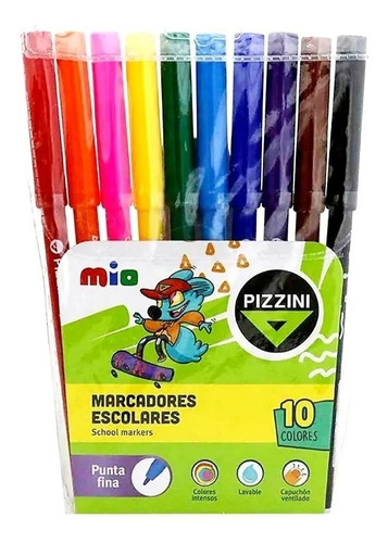 Marcadores Escolar Pizzini X10 Colores