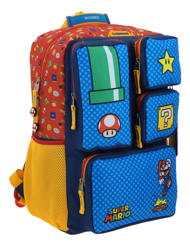 Mochila Mario Bros Onder Primaria Backpack Mb70508-9 Color M Multicolor Mario Bros