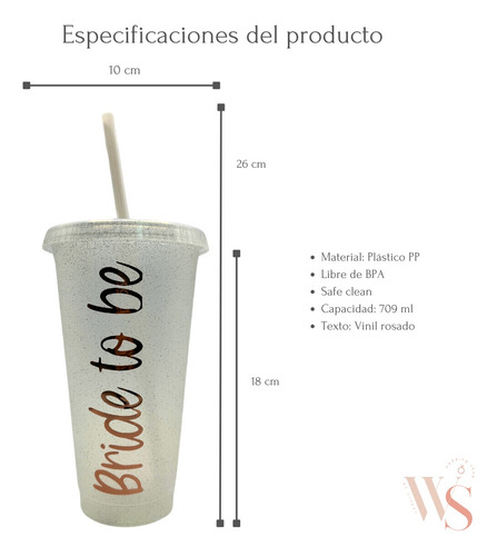 Vaso Con Tapa Y Popote Bride To Be Para Despedida De Soltera