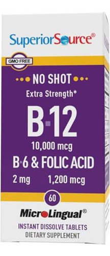 Superior Source Vitamina B12 B6 Ácido Fólico 60 Tabletas