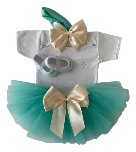 Conjunto De Algodón Bebé/niña Vestido Tutu Y Zapatos.