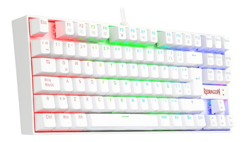 Imagen 2 de 4 de Teclado gamer Redragon Kumara K552 QWERTY Outemu Blue español latinoamérica color blanco con luz RGB