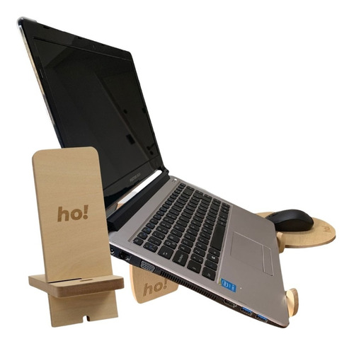 Porta Base Notebook + Soporte Porta Celular + Mouse Pad