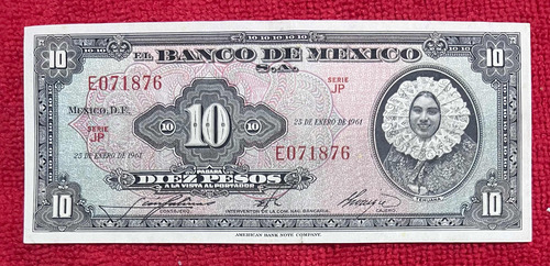 Billete 10 Pesos Tehuana Abnc (Usado)