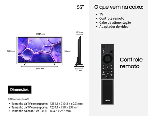 Samsung Smart Tv 55 Crystal Uhd 4k + Soundbar