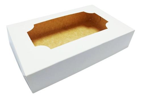 Caja Alfajores Alf2 Ventana X 50u Packaging Blanco Madera