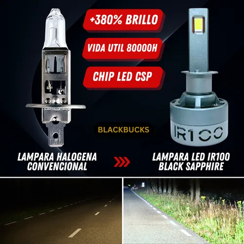 Kit Lamparas Led Auto Cree Led Black Sapphire Ir100 Dakar H4 H4