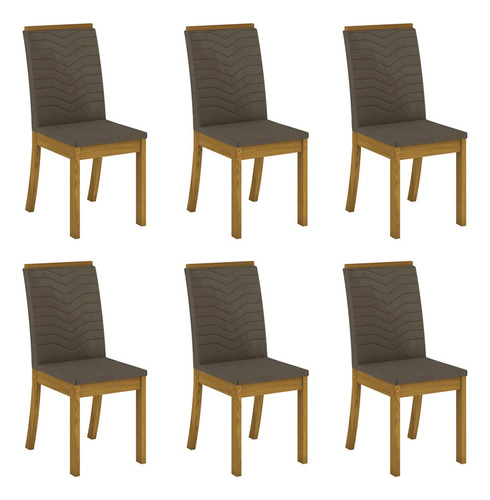 Kit 6 Cadeiras Para Sala De Jantar Mel H02 Nature/bege