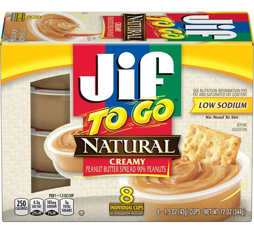 Jif To Go Peanut Butter Crema De Maní En Vasitos Para Lunch
