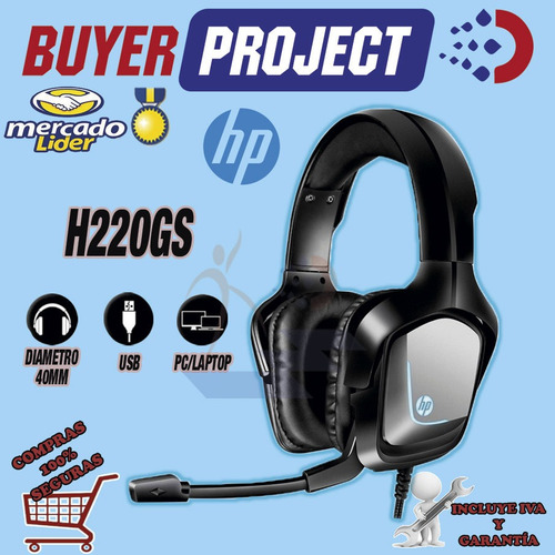 Imagen 2 de 4 de Auricular Gamer Hp H220gs 7.1ch Luz Led Microfono + Ctrl Vol