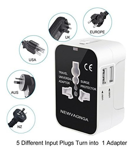 Adaptador De Viaje Internacional Universal Todo En Uno, Carg