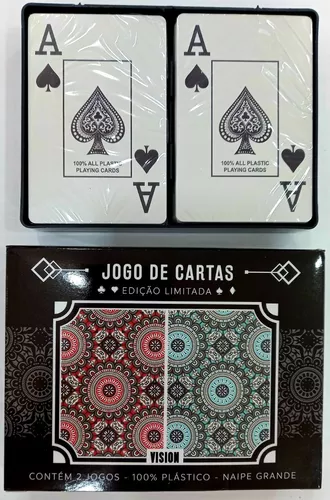 2 Jogos De Carta Baralho 100% Plástico Impermeável 54 Cartas