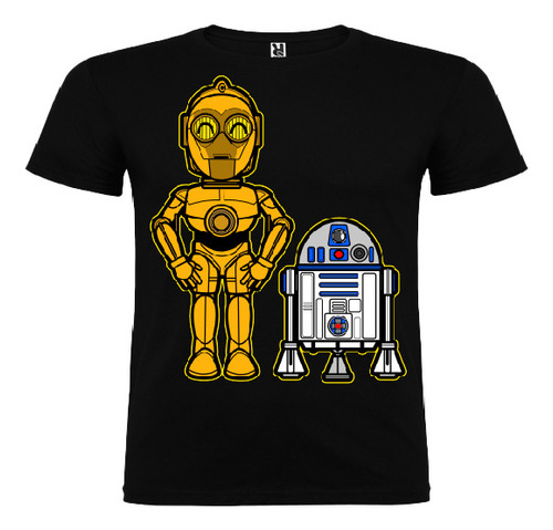 Polera Color Algodón 100% Niños Star Wars C3po R2d2