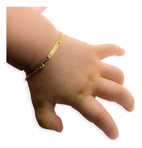 Pulsera De Bebé Chapado En Oro Amarillo, O Rosa , O Plateado