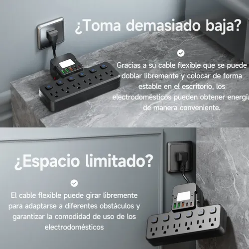 Regleta Multicontactos 6tomas 5usb Interruptor Independiente | MercadoLibre