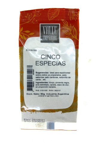 Cinco Especias 50 Gr Marca Valle Imperial Especias