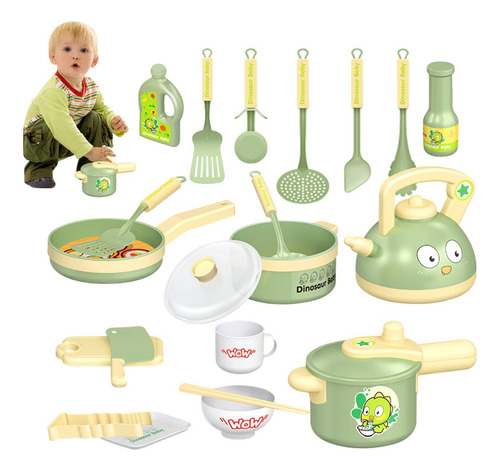 Los Niños Fingen Jugar Al Juego De Cocina Juego De Utensilio
