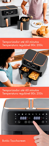 Fritadeira Sem Óleo Air Fryer Dupla 2800w 220v