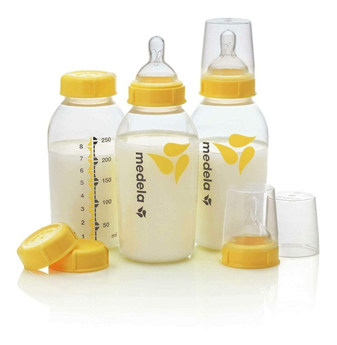 Set De 3 Mamilas Con Chupon Medela 8oz Para Leche Materna