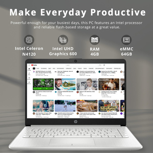 Laptop Hp Stream 14'' Intel N4120 4gb 64gb Win11 -gris