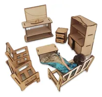 Comprar Set Living Muebles Para Casita De Muñecas Fibrofacil 