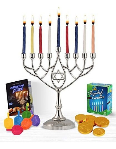 Portavelas Zion Judaica Hanukkah Value Kit - Menorah Sólido