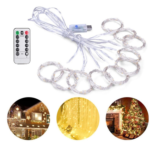 Cortina Led 4x3 8 Função Controle Casamento Natal Pisca Luzes Branco Frio