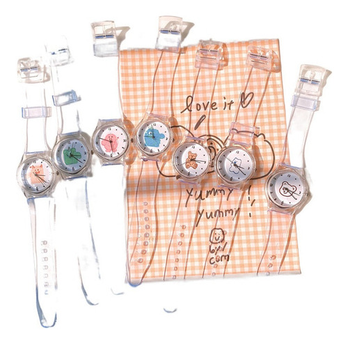 Reloj De Verano Transparente Jelly Smiley Bear Para Estudian