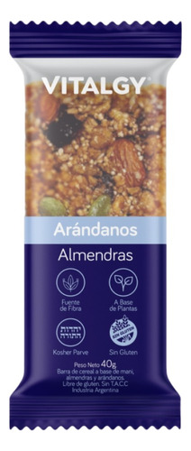 Barritas De Cereal Vitalgy Arandanos Y Almendras 10x40gr
