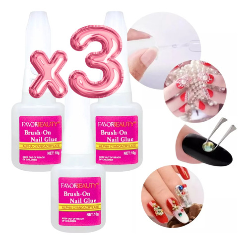 3pzs Pegamento Tips Uñas Postizas Uñas Press On Transparente