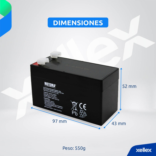 1 X Bateria Recargable 12v 1.2ah Motoma Selladas San Martin