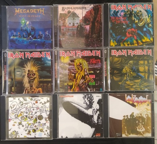 Cds Led Zeppelin, Iron Maiden, Black Sabbath, Megadeth 