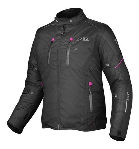 Jaqueta X11 Iron3 Feminina Preta Com Rosa Moto Proteção