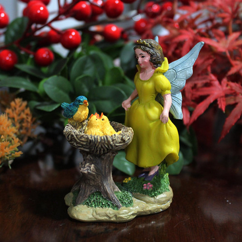 Figuras De Hadas De Jardín Y Pájaros, Decoración De