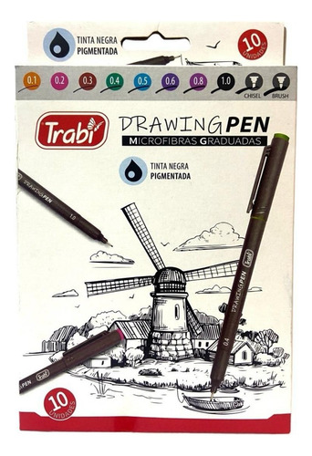 Microfibras Drawing Pen Set Trabi X 10 Elementos