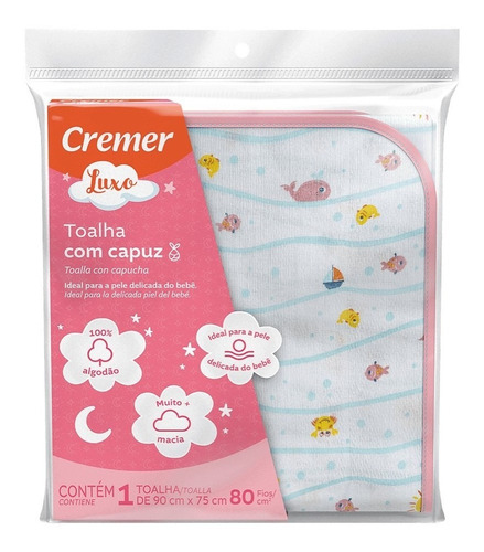 Toalha Com Capuz Cremer Luxo Para Menina - Contém 1 Unidade