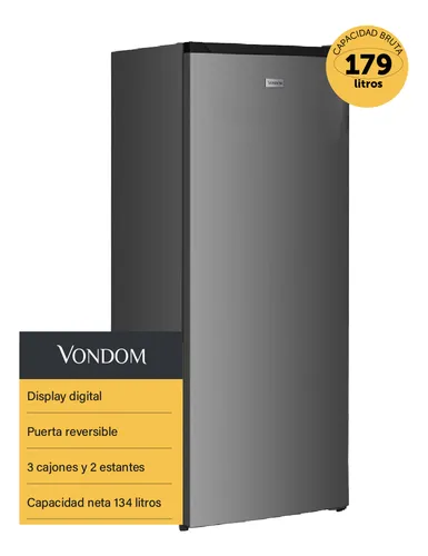 Freezer Vondom Vertical No Frost Digital Acero Inox 179lts