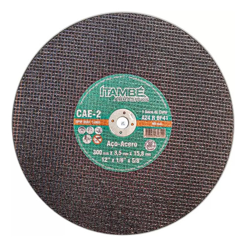 Disco Corte Itambe Ferro 12x X 1/8 X 5/8 X Cae-2t Cor Preto