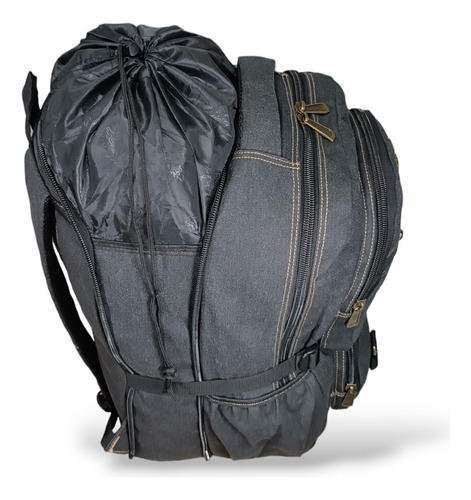 Mochila Masculina Resistente De Lona Compartimento Para Notebook Até 15.6 Universidade Trabalho Ou Viagem Cor Preto