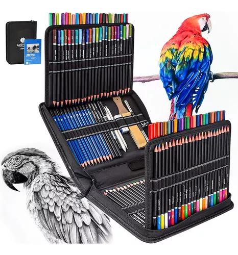 145PCS Set de Arte Profesional,Kit de Dibujo,Kit de Arte Profesional  Plegable,Incluye Crayones, Acuarelas Y LáPices De Colores Nuevas  Herramientas de Arte para Estudiantes, Principiantes, y Artis