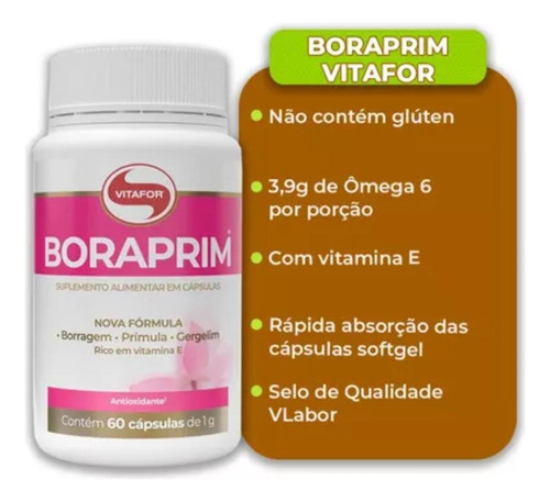 Kit 2x Boraprim Vitafor 60 Cápsulas - Sem Sabor