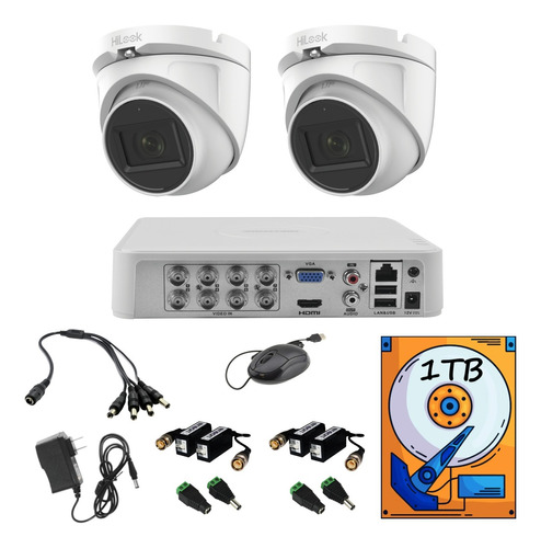 Kit Cctv 8ch 2 1080 Domo Audio Metal Baluns 1tb