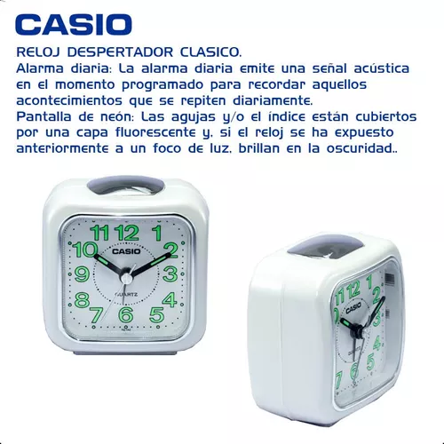 Reloj Despertador Casio Tq141 Luz Numeros Grandes Analogo Color Rojo