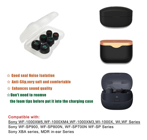 Memory Foam Eartips Para Sony Wf-1000xm4 Earbuds Tips Son...