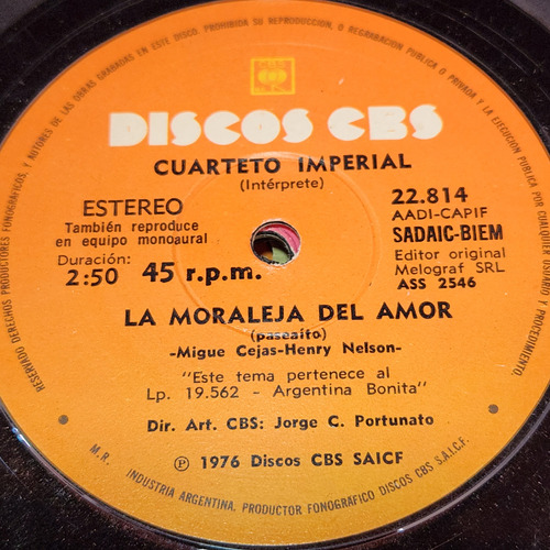 Simple Cuarteto Imperial Discos Cbs C6